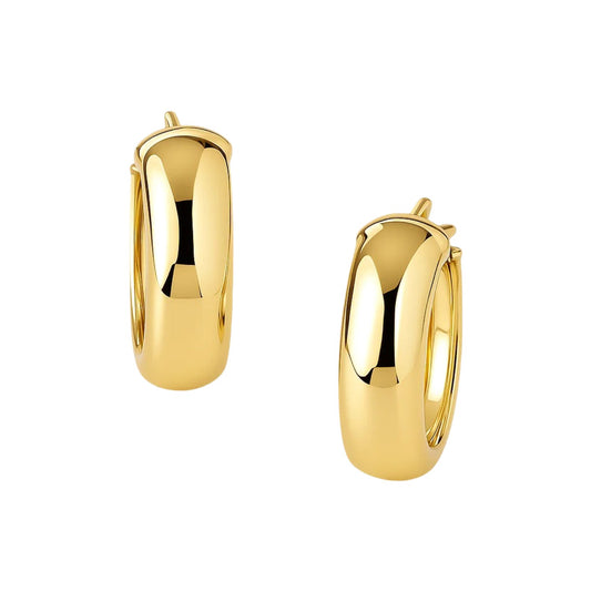 14K Yellow Gold Wide Medium Hoop Earrings | Snap Lock