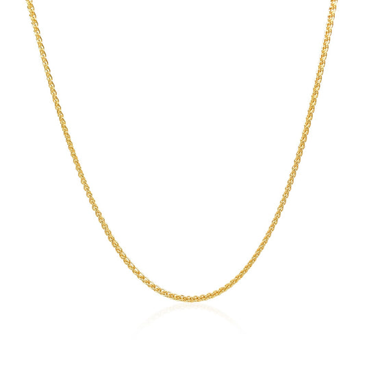 14K Yellow Gold Round Wheat Chain (1.2 mm)