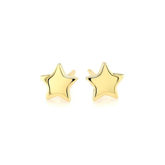 14k Yellow Gold Post Earrings with Stars(6.5mm)