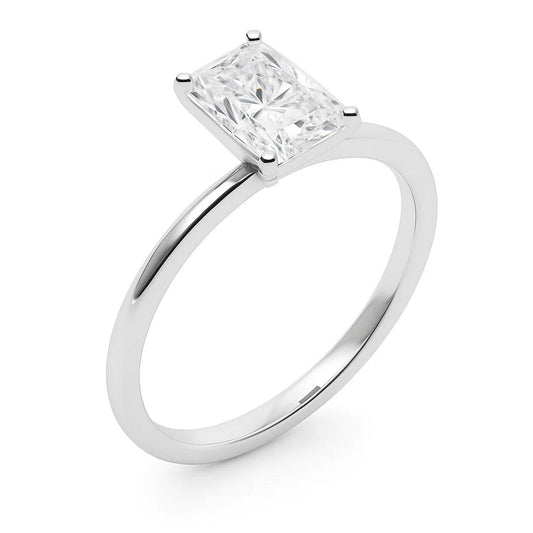 5 Carat Radiant Lab Grown IGI G/VS1 Diamond Solitaire Ring in 14K White Gold