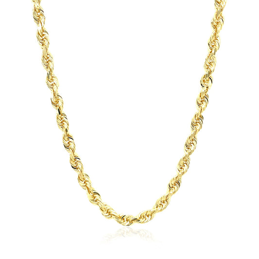 10K Yellow Gold Solid Diamond Cut Rope Chain Necklace (4.00 mm)