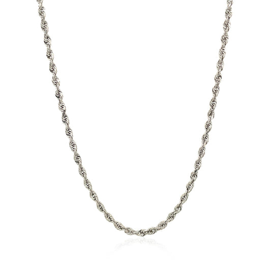 14K White Gold Solid Diamond Cut Rope Chain Necklace (2.50 mm)