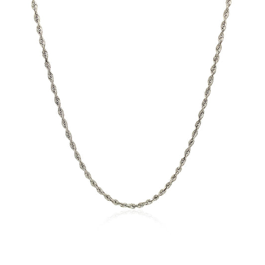 10K White Gold Solid Diamond Cut Rope Chain Necklace (1.60 mm)