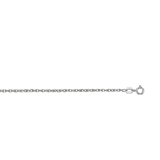 14K White Gold Machine Rope Chain Necklace (1.20 mm)