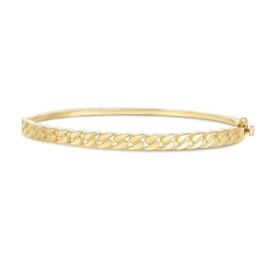 14K Yellow Gold High Polish Cuban Chain Link Bangle (4.60mm) – True Pure Gold