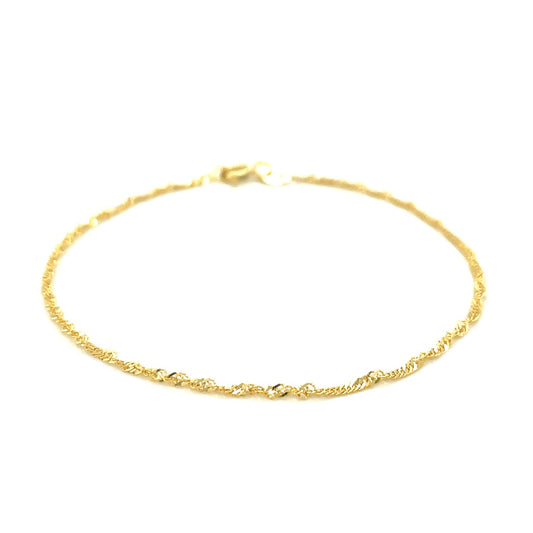 10K Yellow Gold Singapore Anklet (1.50 mm)