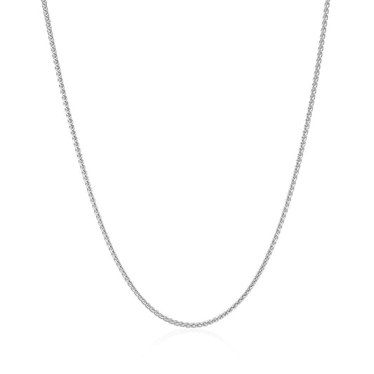 14K White Gold Round Wheat Chain Necklace (1.00 mm)