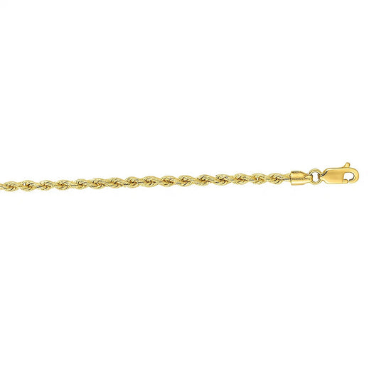 14K Yellow Gold Solid Rope Bracelet (2.50 mm)