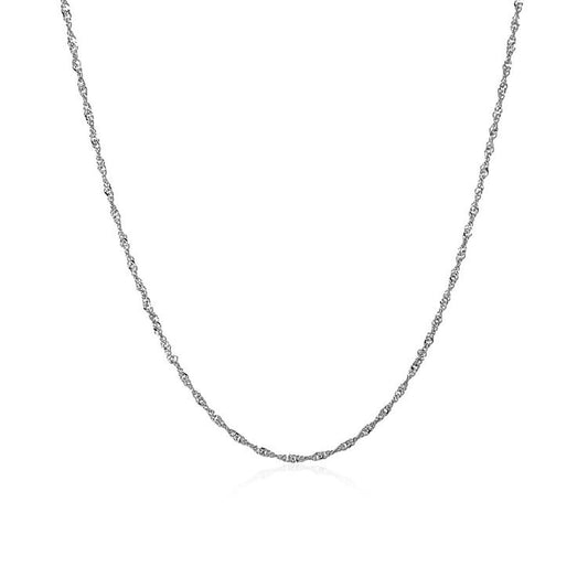 14K White Gold Singapore Chain Necklace (1.10 mm)