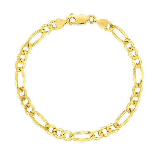 10k Yellow Gold Solid Figaro Bracelet (4.50 mm)