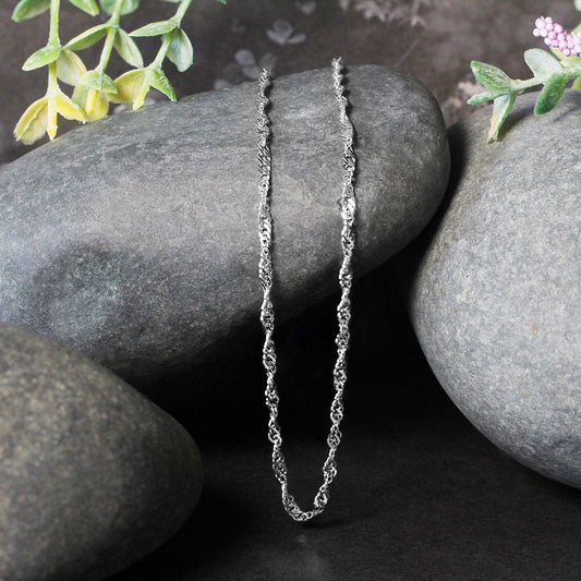 14K White Gold Singapore Chain Necklace (2.10 mm)