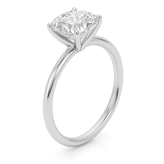 3 Carat Cushion Lab Grown IGI G/VS1 Diamond Solitaire Ring in 10K White Gold