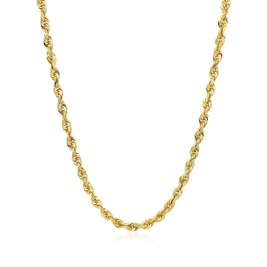 14K Yellow Gold Solid Diamond Cut Rope Chain Necklace (3.00mm)