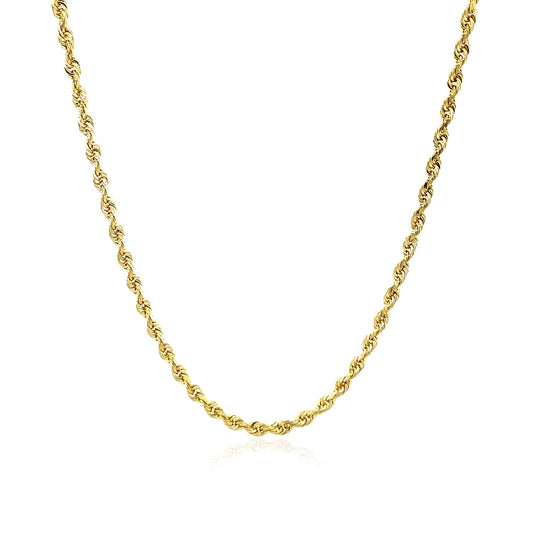 10K Yellow Gold Solid Diamond Cut Rope Chain Necklace (2.50mm)
