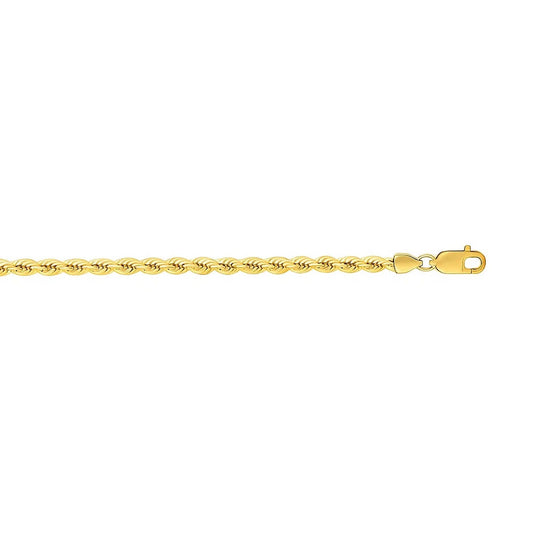 14K Yellow Gold Solid Rope Bracelet (3.00 mm)