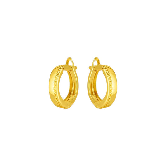 14k Yellow Gold Textured Huggie Hoops(3x10mm)
