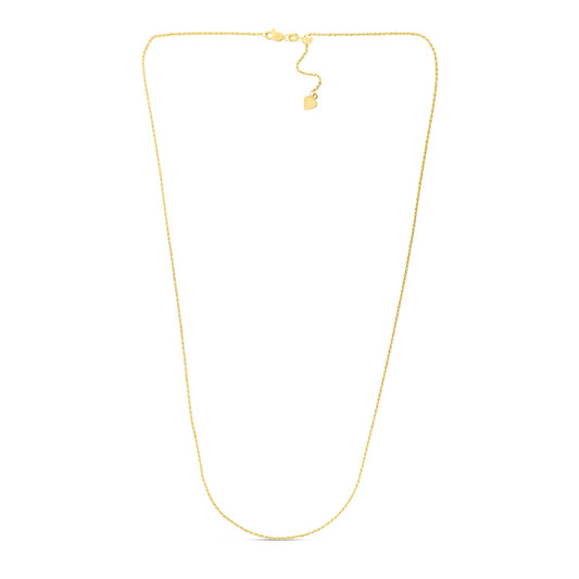 14K Yellow Gold Adjustable Rope Chain Necklace (0.95mm)