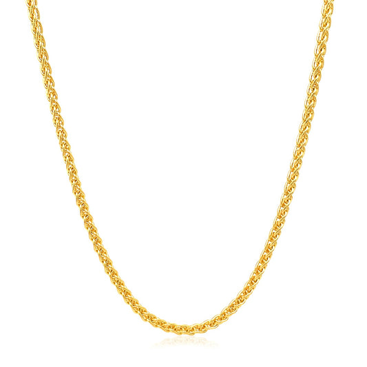 14K Yellow Gold Round Wheat Chain (2.1 mm)