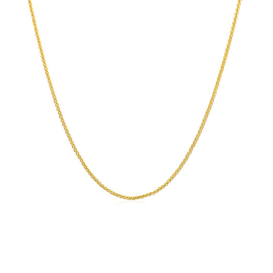 14K Yellow Gold Round Wheat Chain Necklace (1.00 mm)