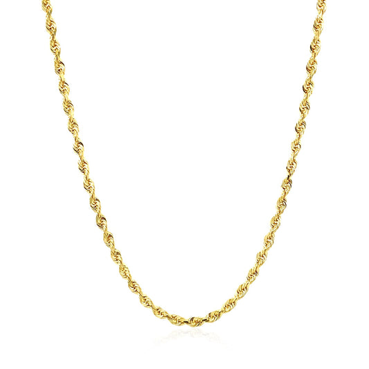 14K Yellow Gold Solid Diamond Cut Rope Chain Necklace (2.50mm)