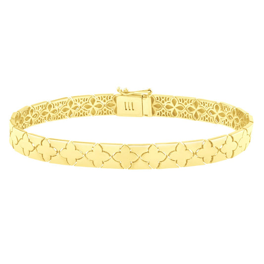 Nature Inspired Clover Bracelet in 14K Yellow Gold (6.50 mm)