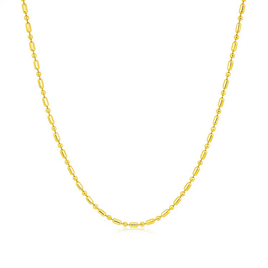 14k Yellow Gold Diamond-Cut Alternating Bead Chain (1.10 mm)