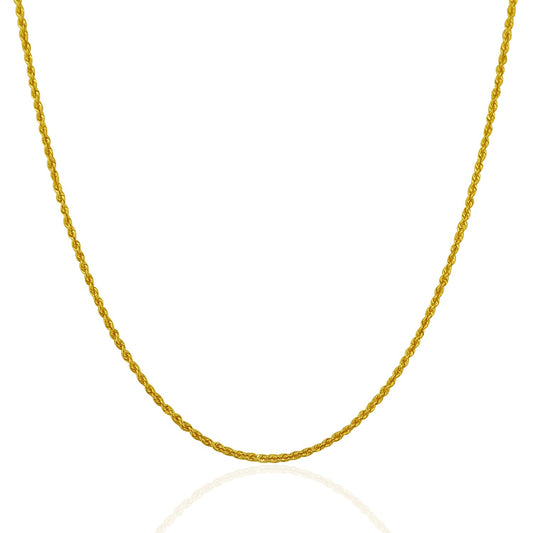 14K Yellow Gold Solid Rope Chain Necklace (1.30mm)