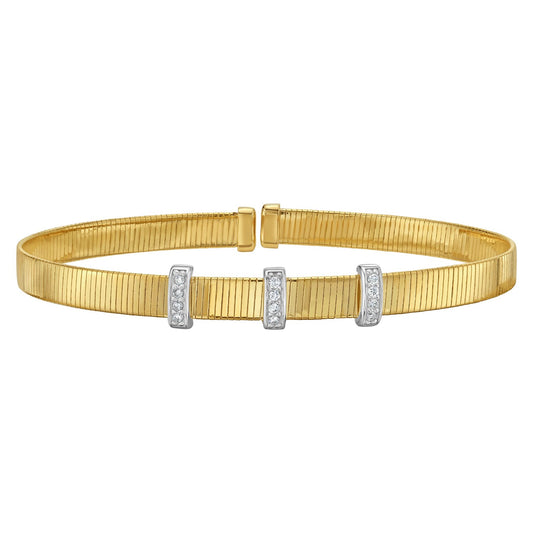 14K Yellow Gold Diamond Omega Cuff Bangle