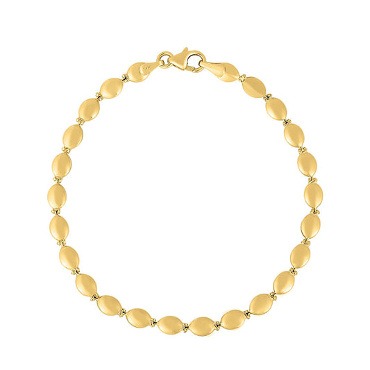 14K Yellow Gold Pebble Bead Bracelet | 4mm Bead Chain