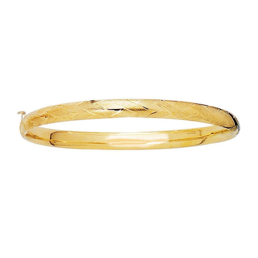 14k Yellow Gold Childrens Bangle with Diamond Cuts (5.50 mm)