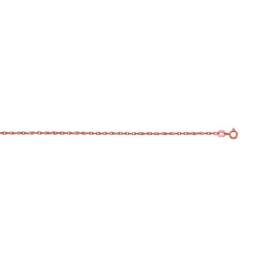 14K Rose Gold Machine Rope Chain Necklace (0.95mm)