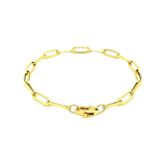 14K Yellow Gold Bold Paperclip Chain Bracelet (4.20 mm)