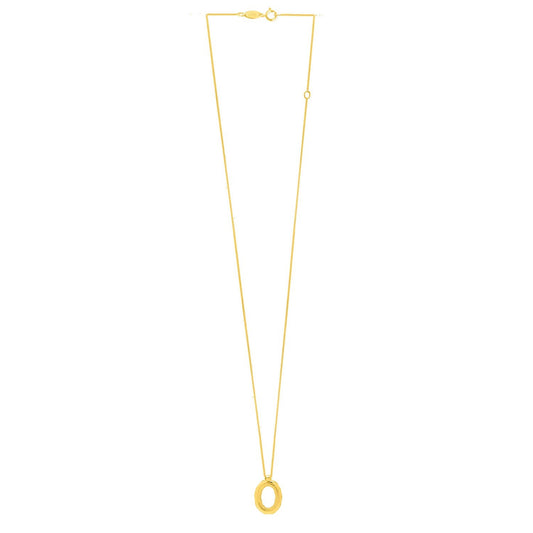 14K Yellow Gold Helium Initial O Pendant