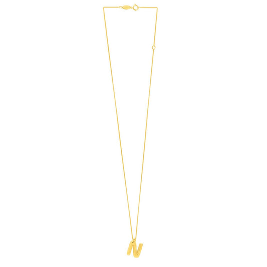 14K Yellow Gold Helium Initial N Pendant