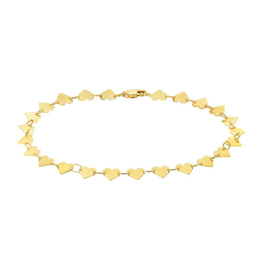 10K Yellow Gold Mirror Heart Chain Bracelet (4.70mm) | True Pure Gold