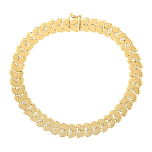 Gold Laurel Leaf Bracelet in 14K Yellow Gold (7.40 mm)