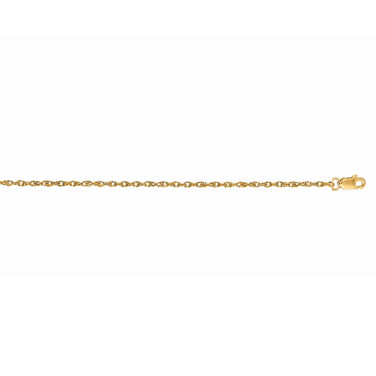 14K Yellow Gold Machine Rope Chain (1.10mm)