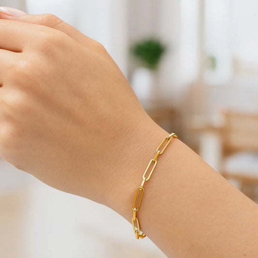 14k Yellow Gold Alternating Paperclip Bracelet (2.80 mm)