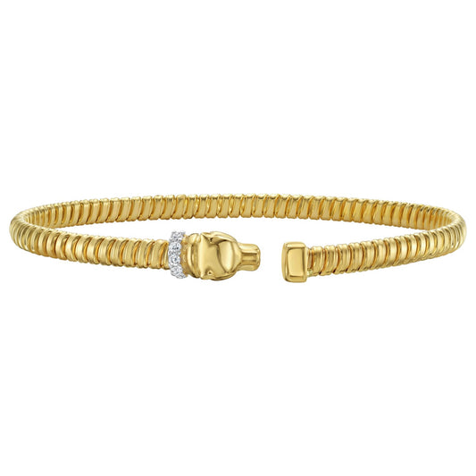14K Yellow Gold Tubogas Panther Cuff with Diamonds (3.90 mm)