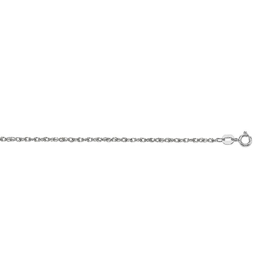 14K White Gold Machine Rope Chain (0.95mm)