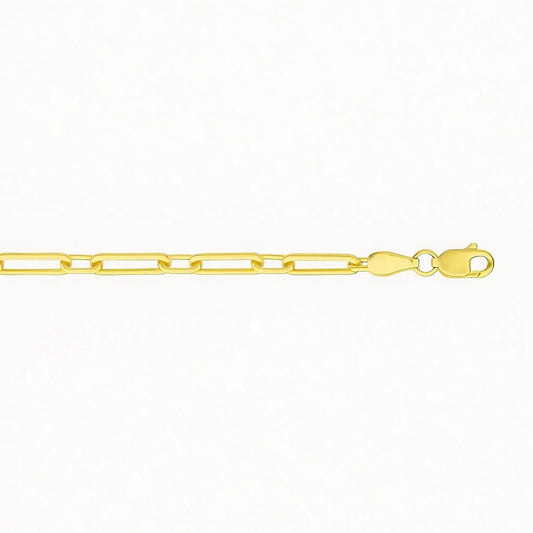 14k Yellow Gold Alternating Paperclip Anklet (2.8mm)