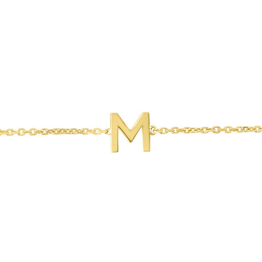 14K Yellow Gold Mini Initial M Bracelet