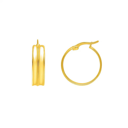 Large Concave Hoop Earrings in 14K Yellow Gold