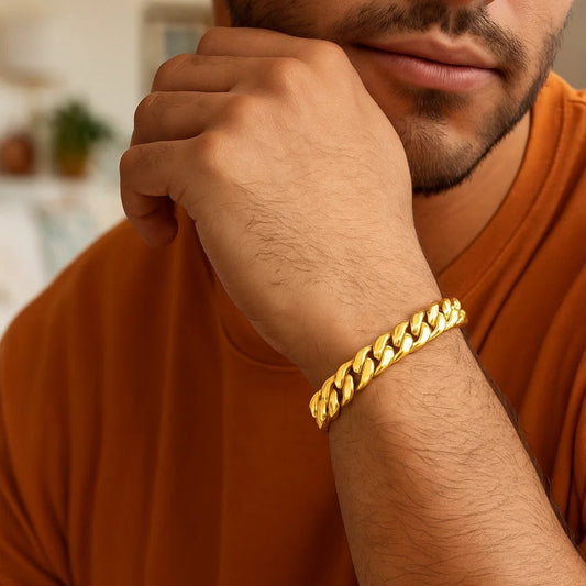14k Yellow Gold Semi Solid Miami Cuban Bracelet (9.10 mm)