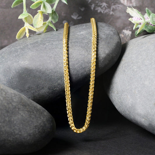 14K Yellow Gold Solid Diamond Cut Round Franco Chain Necklace (2.70mm)