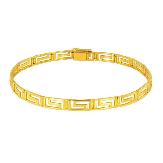 14k Yellow Gold Fancy Greek Key Motif Bracelet (6.35 mm)