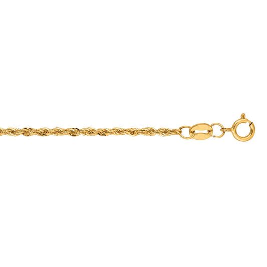14K Yellow Gold Lite Rope Chain Bracelet (1.50mm)