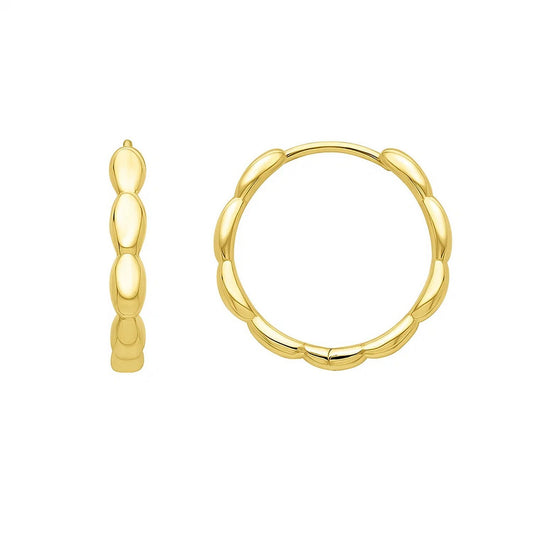 Medium Rice Hoop Earrings in 14K Yellow Gold
