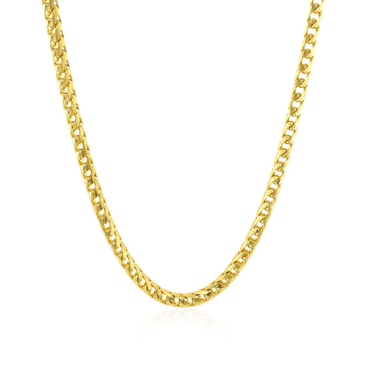 14K Yellow Gold Solid Diamond Cut Round Franco Chain Necklace (3.10mm)