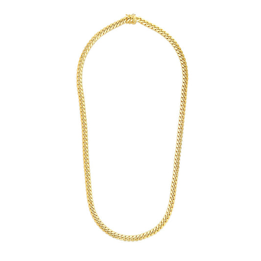14K Yellow Gold Semi Solid Miami Cuban Chain Necklace (6.60mm) – True Pure Gold